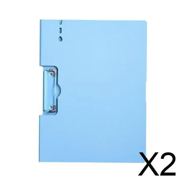 

2x Portable File Folders File Waterproof A4 with Clip Pen Hole Organizer Accessories Matte File Board Clip Paper