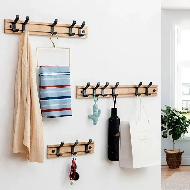 Creative Adjustable Bamboo Coat Rack Wall Mounted Bathroom Clothes Aluminium Alloy Hanging Hooks Home Storage Hook