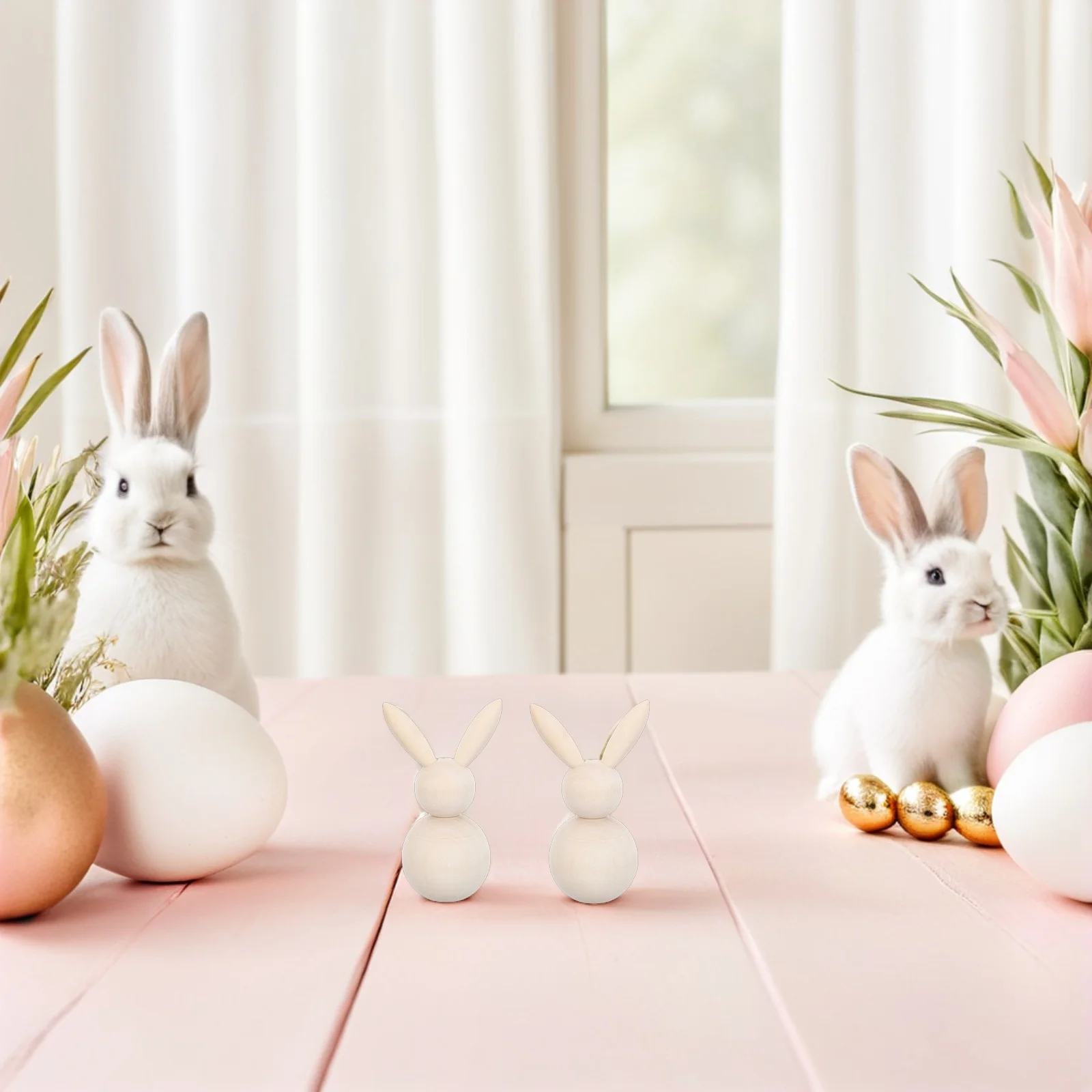 3 pçs kit de coelho de madeira inacabado conjunto de artesanato de madeira natural para primavera de páscoa decoração de casa pintura diy crianças adultos atividade criativa