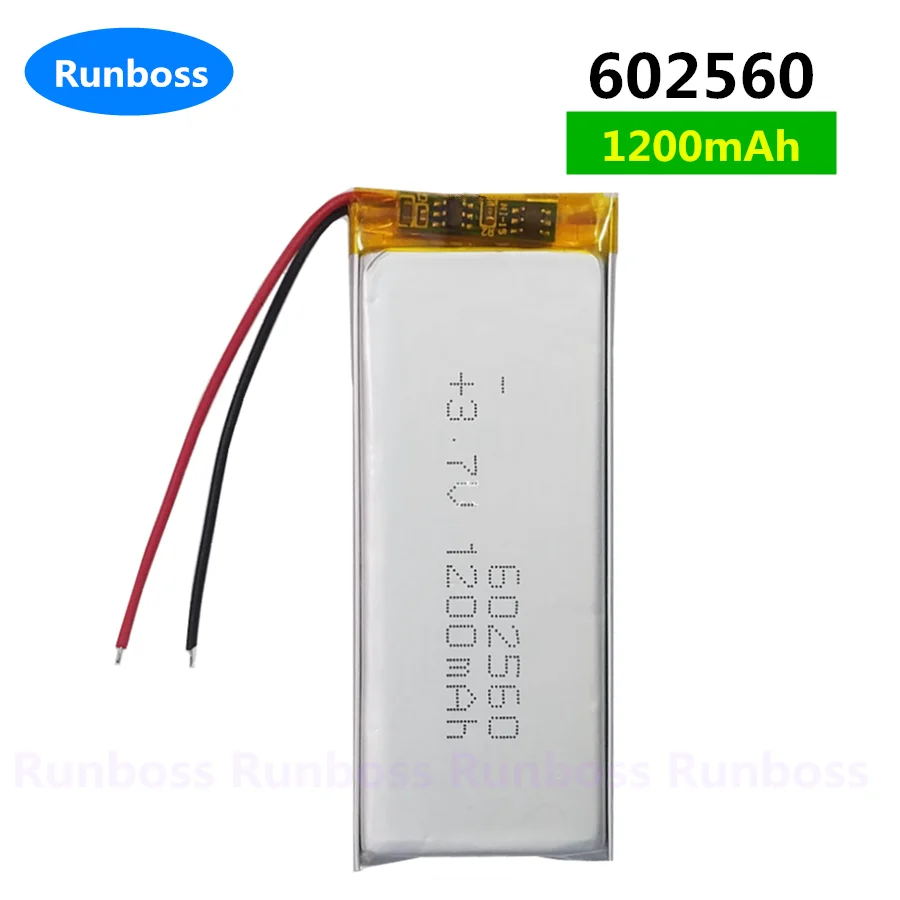 1-2PCS 3.7V 1200mAh 602560 602565 603060 653060 802560 Battery For Tire pressure Recorder Bluetooth earphone driving recorder