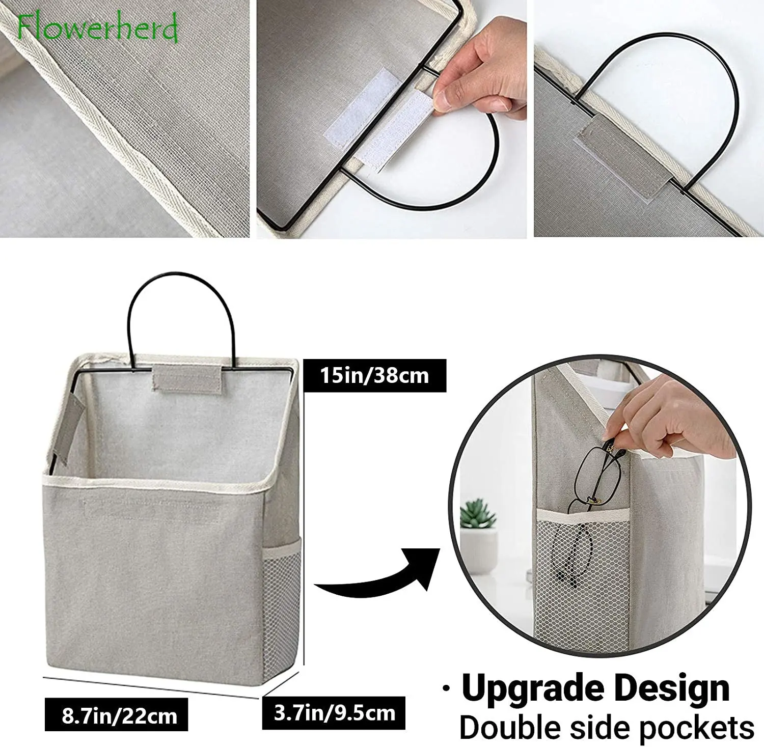 Fabric Wall Hanging Storage Caddy Bag Over The Door Pouch Organizer for Bedroom Bathroom Kitchen