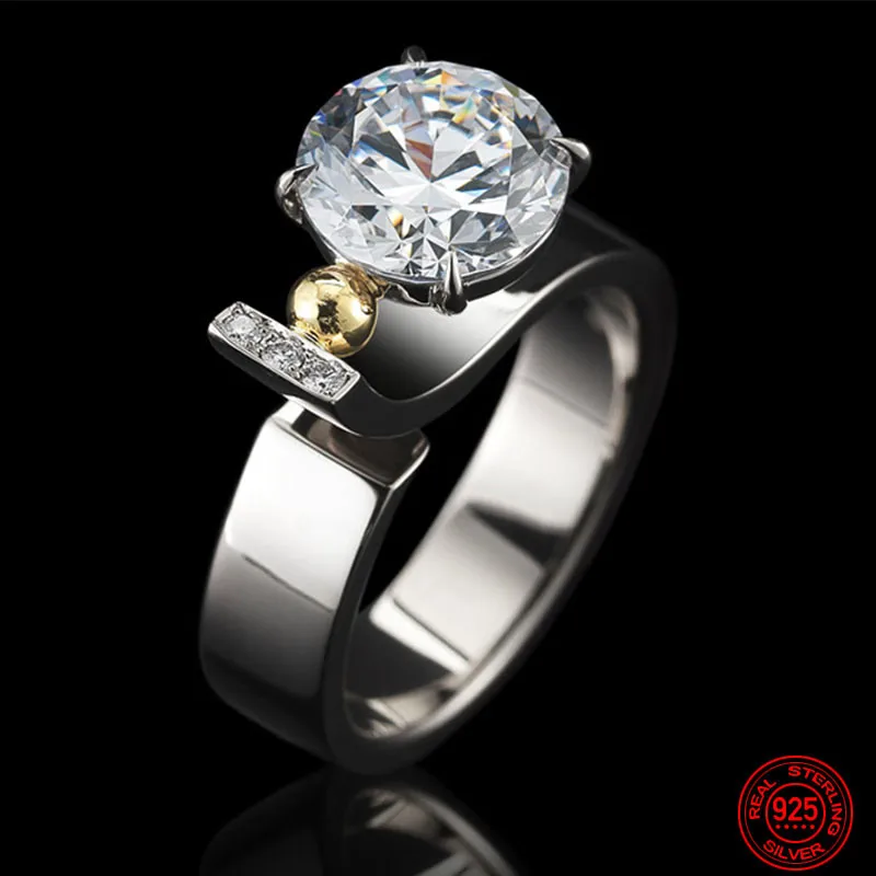 

925 Sterling Silver Clear CZ Zircon Adjustable Finger Ring For Women Wedding Jewelry Gift