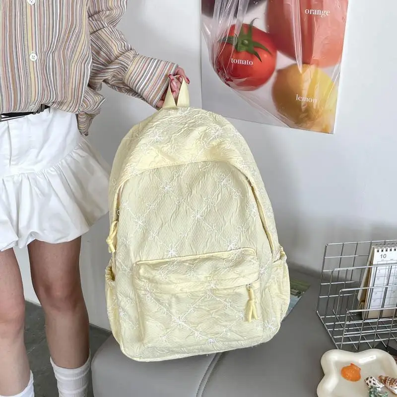 Nylon-Rucksack mit süßem Schleifenmuster, großes Fassungsvermögen, leicht, mehrere Taschen, Schultasche, lässiger Alltagsrucksack für Studenten und Pendler – Detail 2