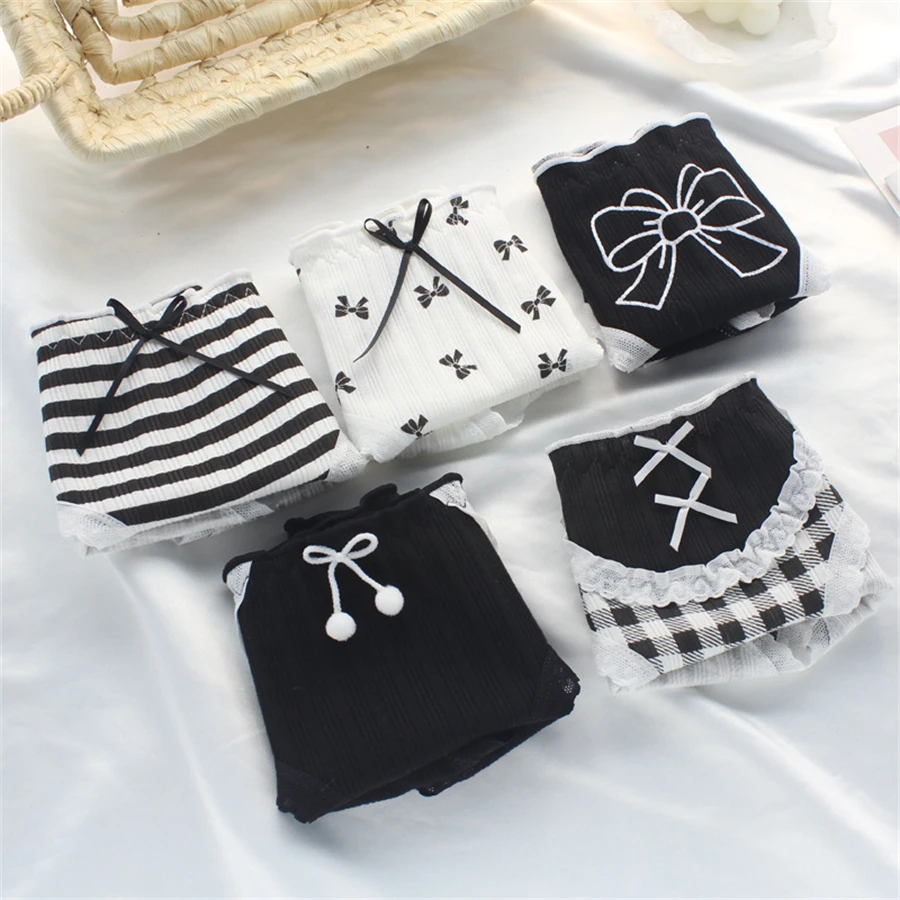 3ks/sada bavlněných dívčích kalhotek s motýlím vzorem, sexy design, unikátní dámské kalhotky se středním pasem, prodyšné dívčí spodní prádlo, měkké spodní prádlo - náhled 2