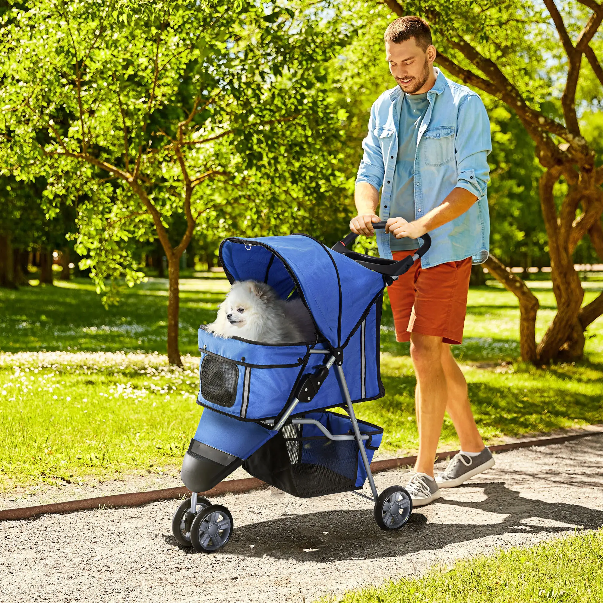 PawHut hondenbuggy, hondenkar, dierenbuggy, 4 kleuren, 3/4 wielen