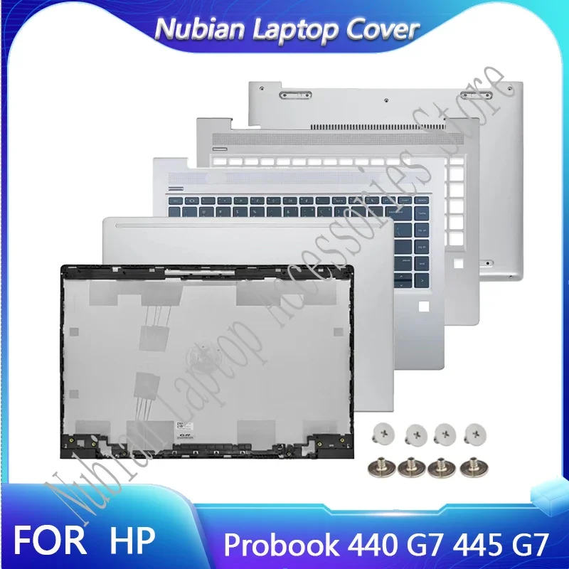 NEUES Original für HP ProBook 14 440 G7 445 G7 Zhan 66. Laptop-LCD-Rückseite/Frontblende/Handballenauflage-Obergehäuse/Unteres Gehäuse Silber