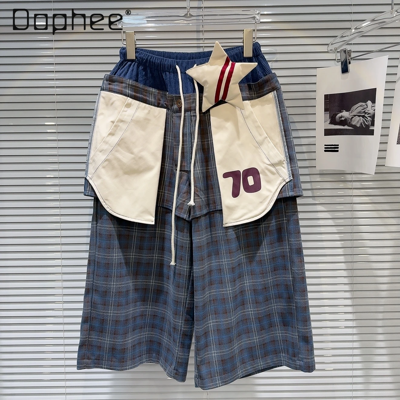 

2025 Spring New Street Personality Fashion Spice Girl Three-dimensional Star Pocket Eight-point Medium Pants Retro Casual Shorts