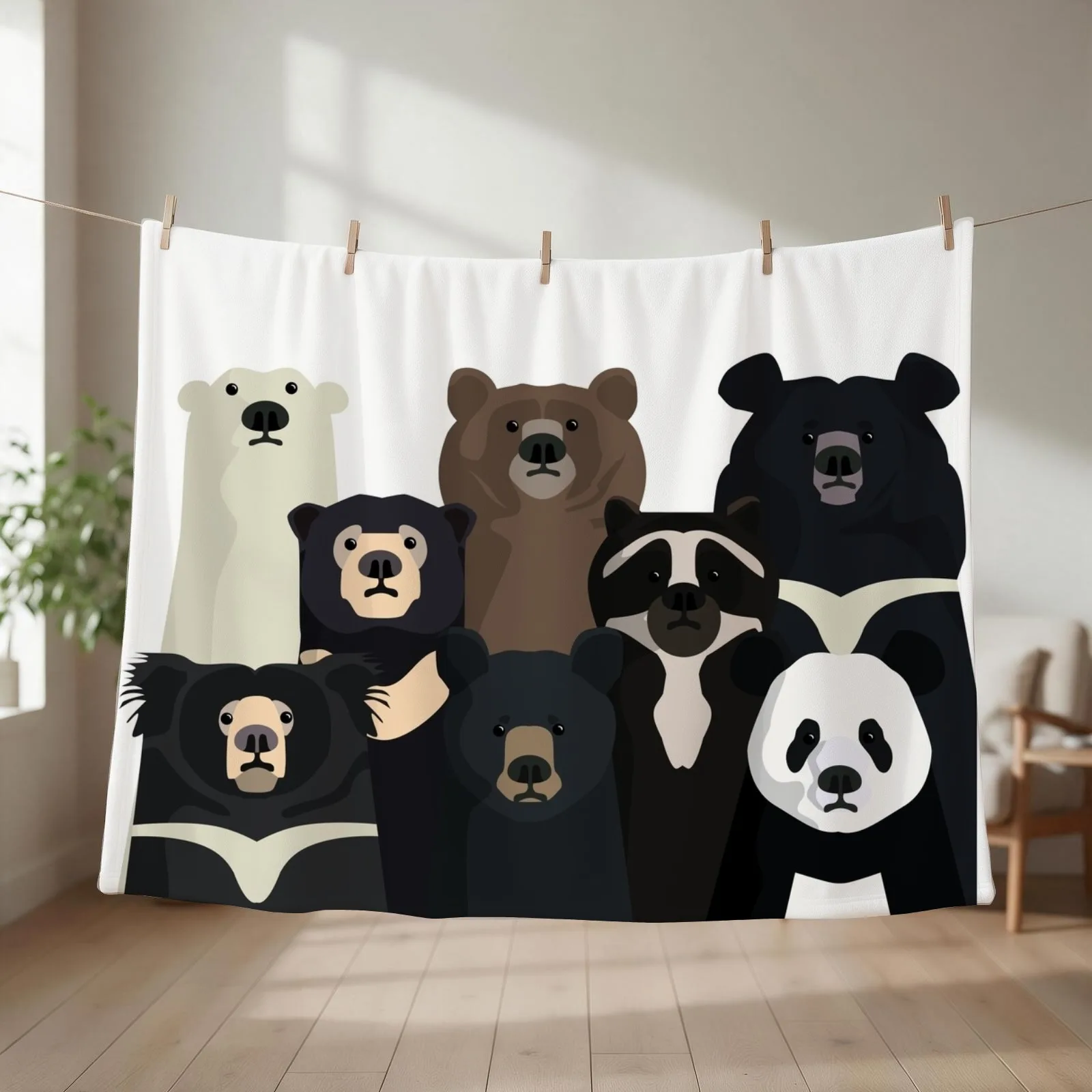 Bears of the world Throw Blanket couch cozy soft plush fuzzy picnic outdoor blanket