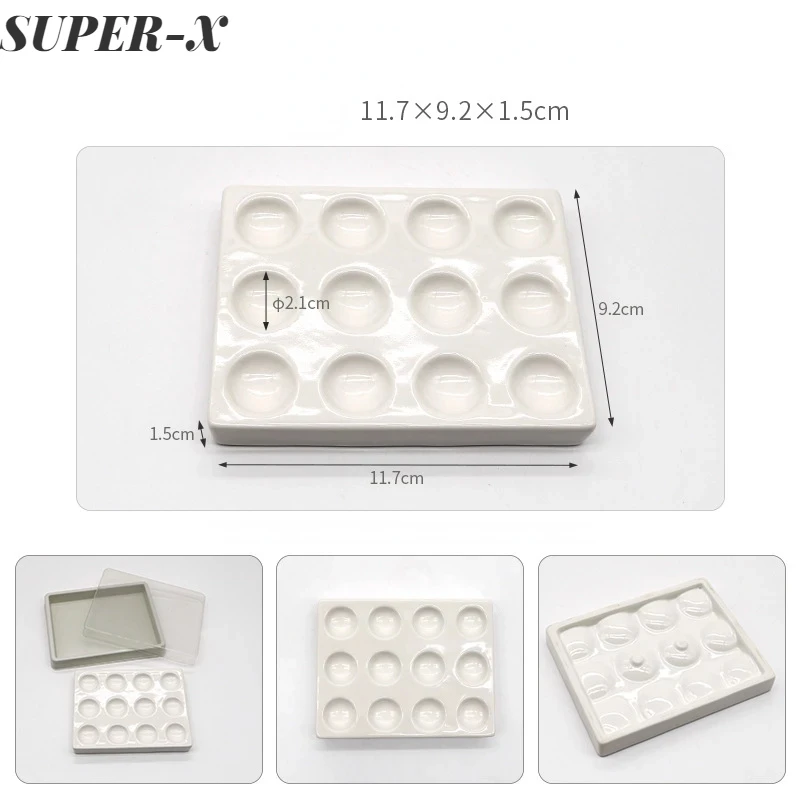

Dental Porcelain Plate with 12 Holes Dental Porcelain Moisturizing Plate Color Matching Glazing Technician Porcelain Tool