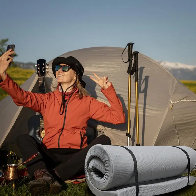 Colchón de camping de espuma viscoelástica 75"x30"x4" - Ideal para exteriores, vehículos recreativos, habitaciones de invitados, dormitorios; Plegable y portátil, resistente al agua