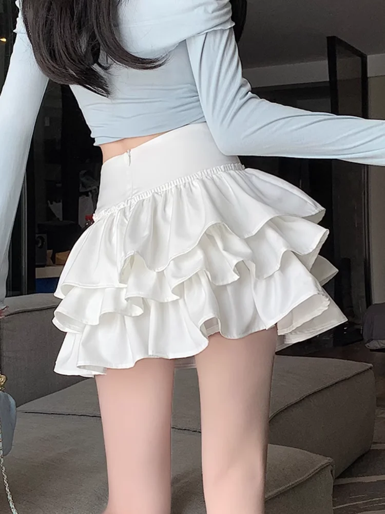 ホワイトaラインスカート-レディース-バレエスタイル-スイート＆スパイシーケーキスカート-ハイウエストプリーツスカート-韓国風-夏-2024