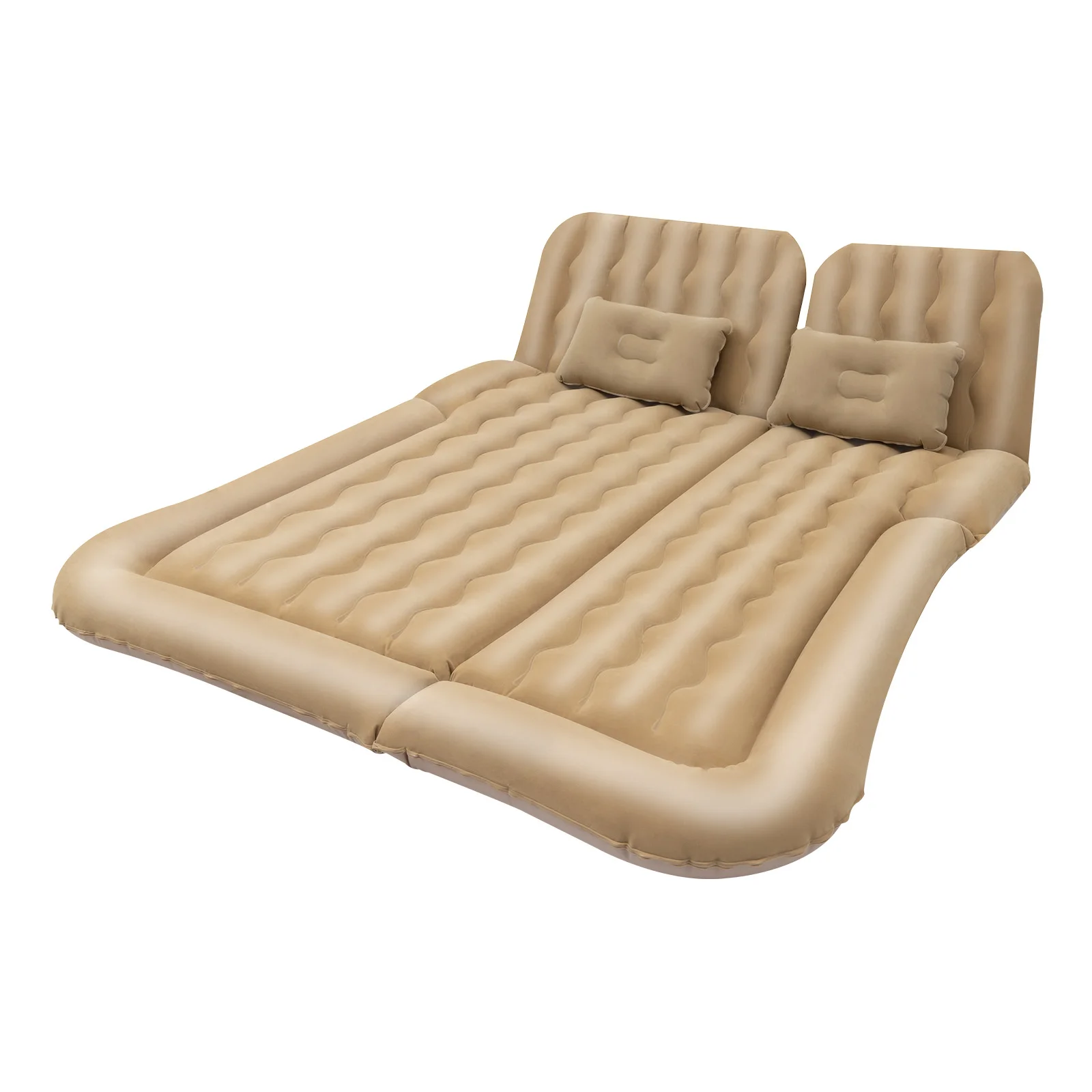 Multifunction Inflatable Bed with Pump PVC Flocking Soft Sleeping Rest Cushion 2 Headrests