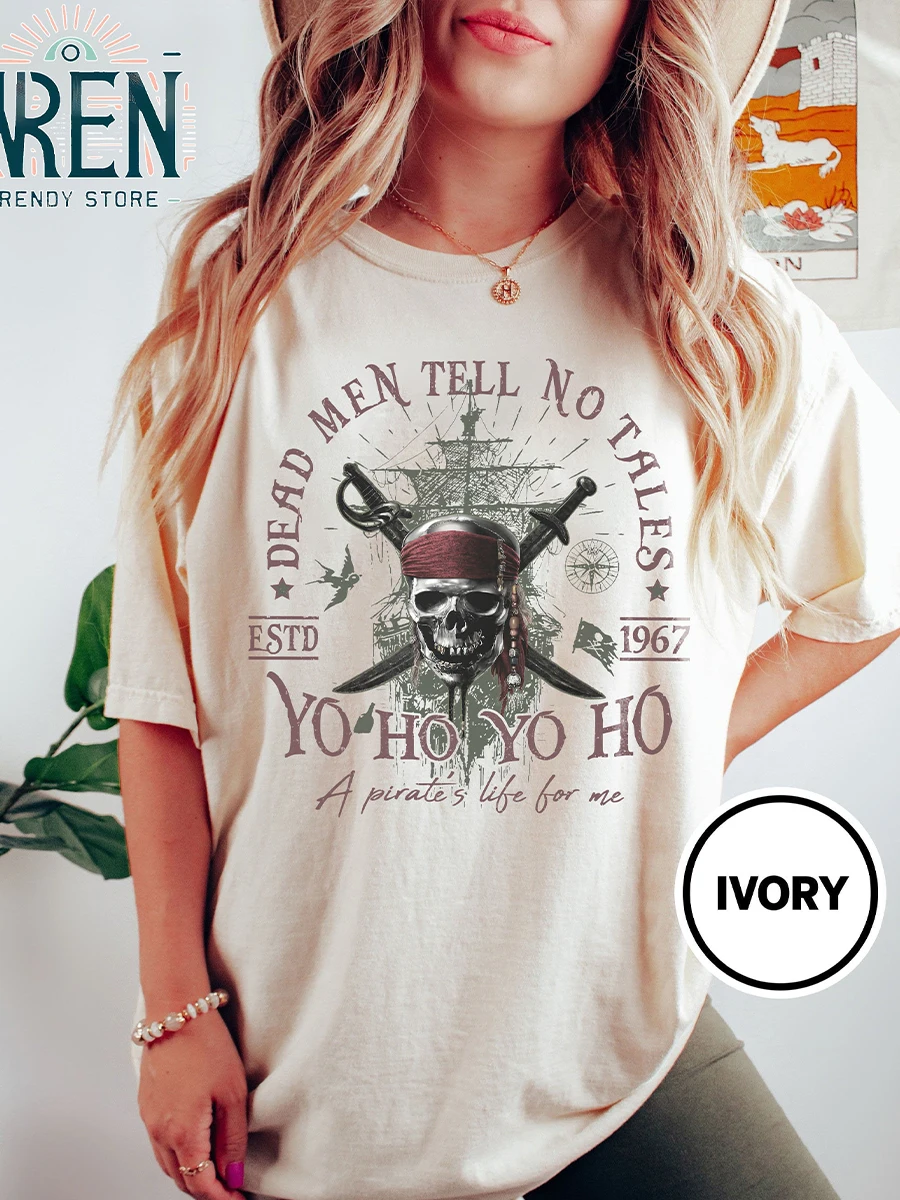 Ropa de calle para mujer, camiseta con estampado Retro, camiseta de los piratas del Caribe para hombres muertos, camiseta Y2K, Top A Pirate Life For Me