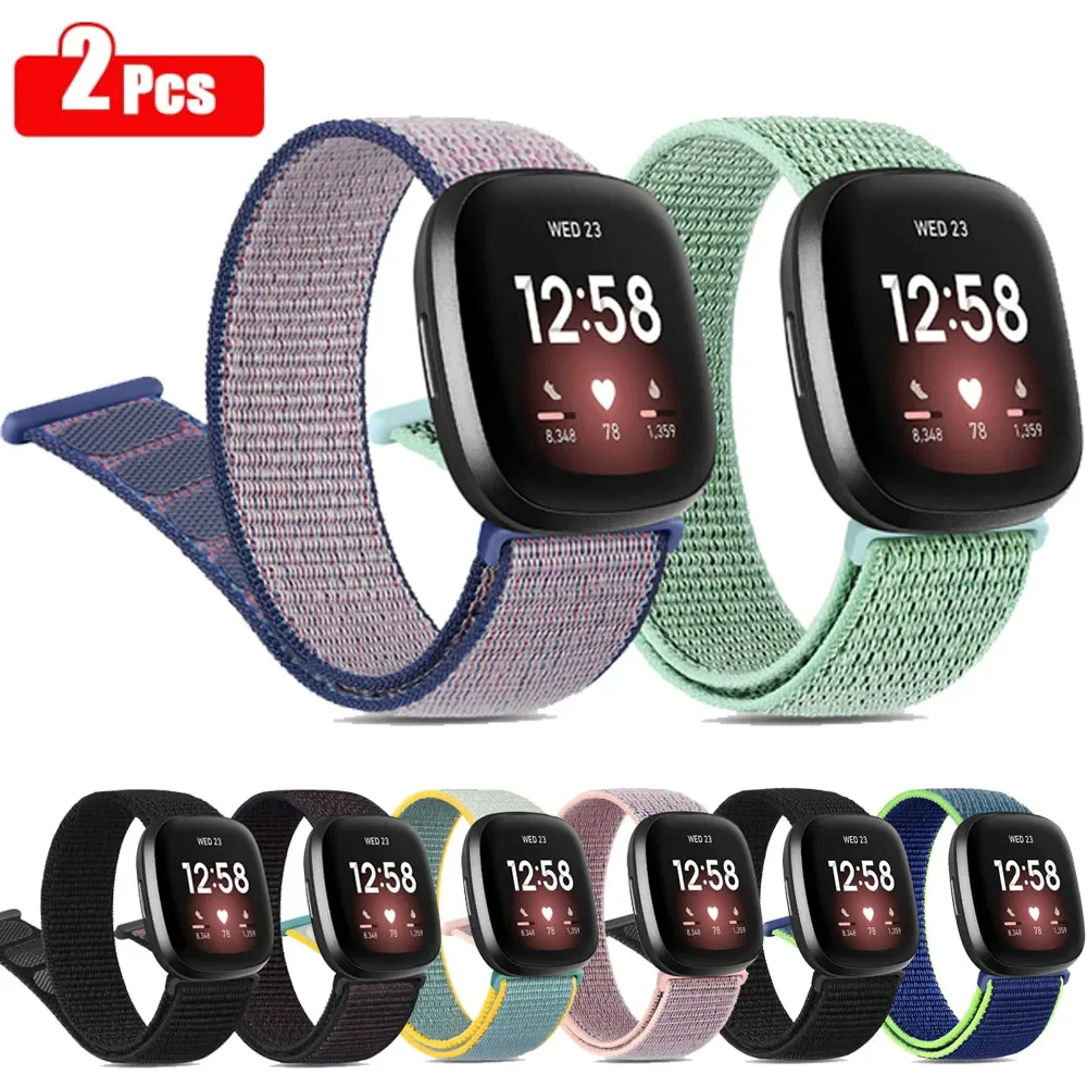 

2pcs Nylon Strap for Fitbit Versa3 Sense Band Smart Watch Replacment Watchbands Correa Loop Bracelet for Fitbit Versa 3 Sense