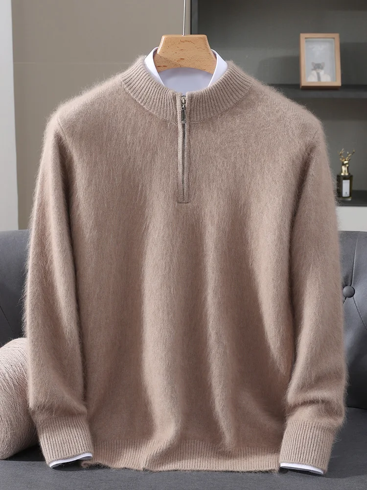 TLOML Heren 100% Nertsen Kasjmier Trui Mock Hals Halve Rits Trui Smart Casual Zachte Herfst Winter Nertsen Kasjmier Dikke Tops