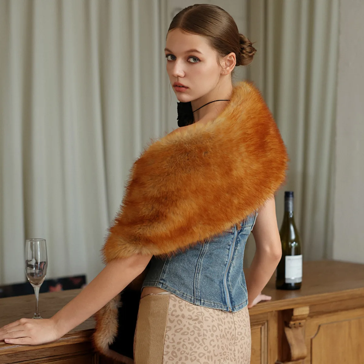 KWTX Natale Donna 2025 Inverno Caldo Lusso Pelliccia Mantello Sciarpa Elegante Designer Stola Ufficio Festa Serata Streetwear Moda