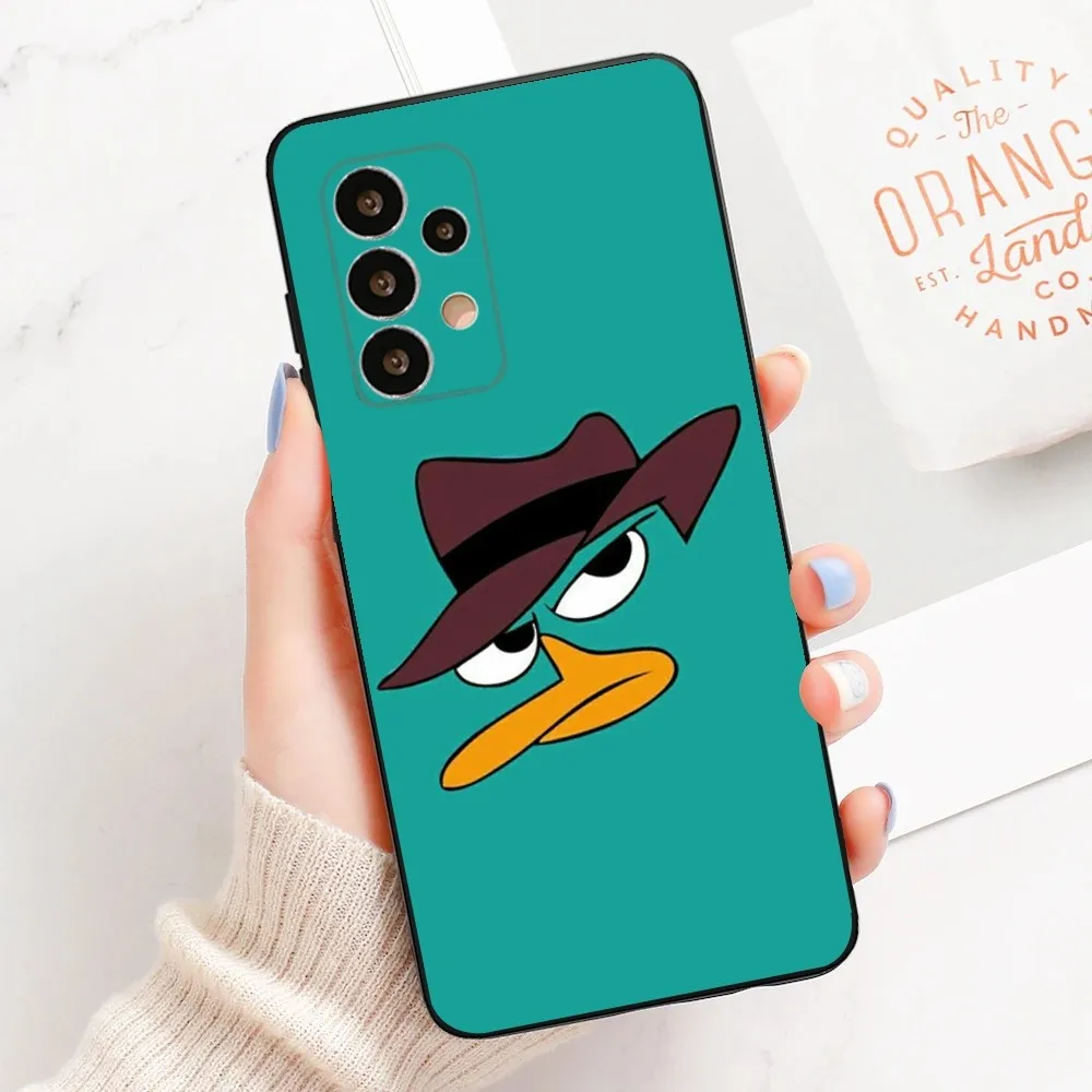 Cartoon Perry The Platypus Phone Case For Samsung Galaxy A20,A21s,A22,A31,A32,A52,A53,A72,73,A80,A91Soft Black Cover