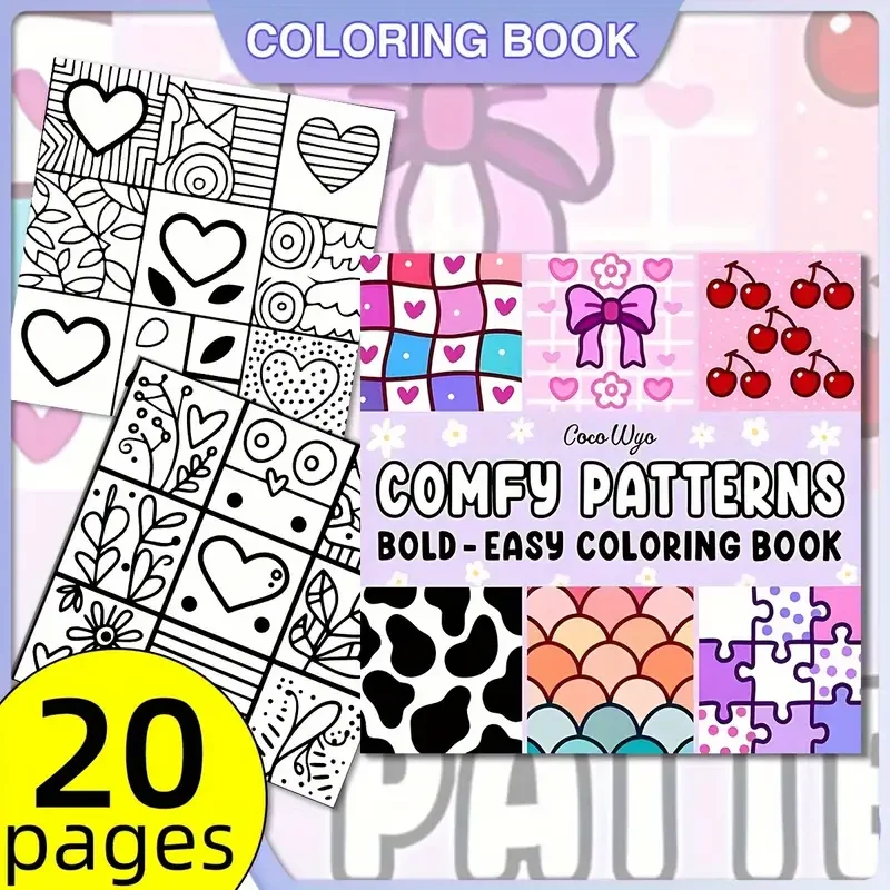 1 pièce, livre de coloriage pour adultes, 7,87 x 7,87 pouces, 20 pages, papier épais, motifs relaxants, parfait pour Noël, Halloween, amis