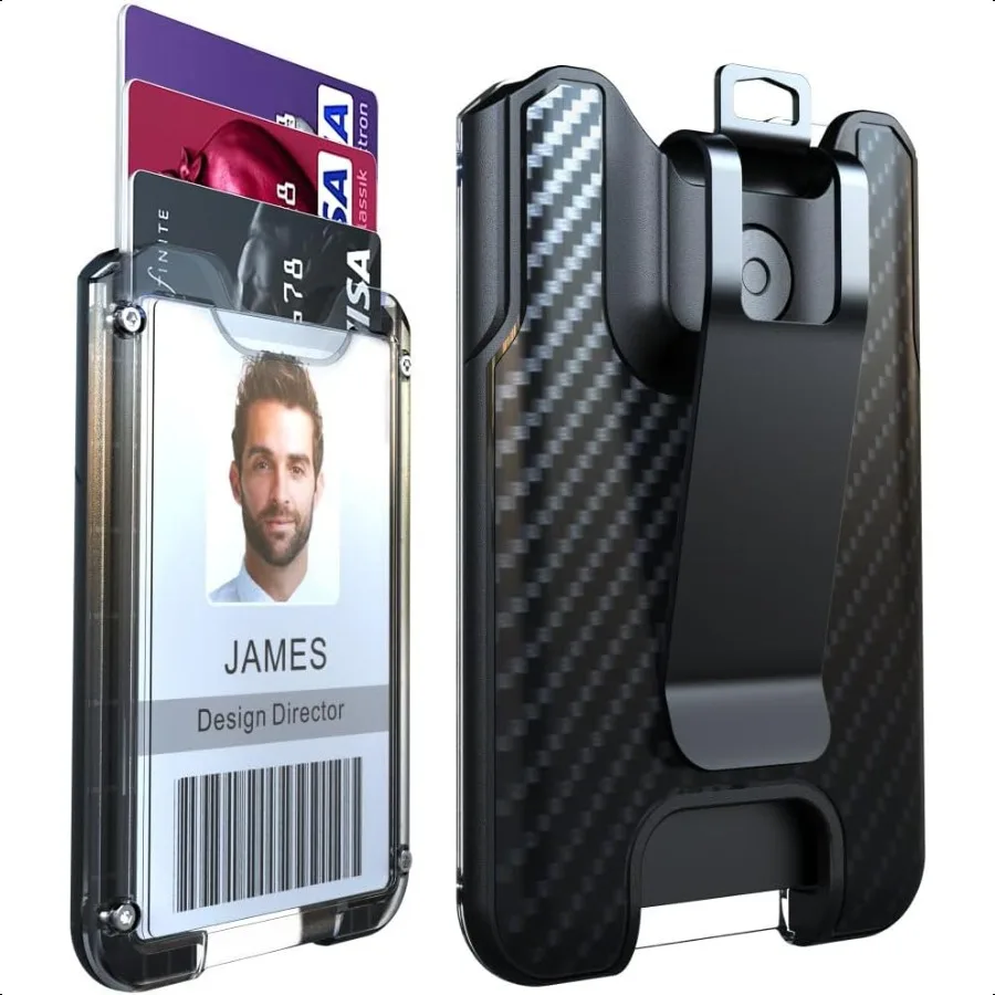 

Badge Holder ID Card Holder with Metal Clip Durable Polycarbonate Holds 1 to 4 Cards Portable Wallet for Office Laborer Police
