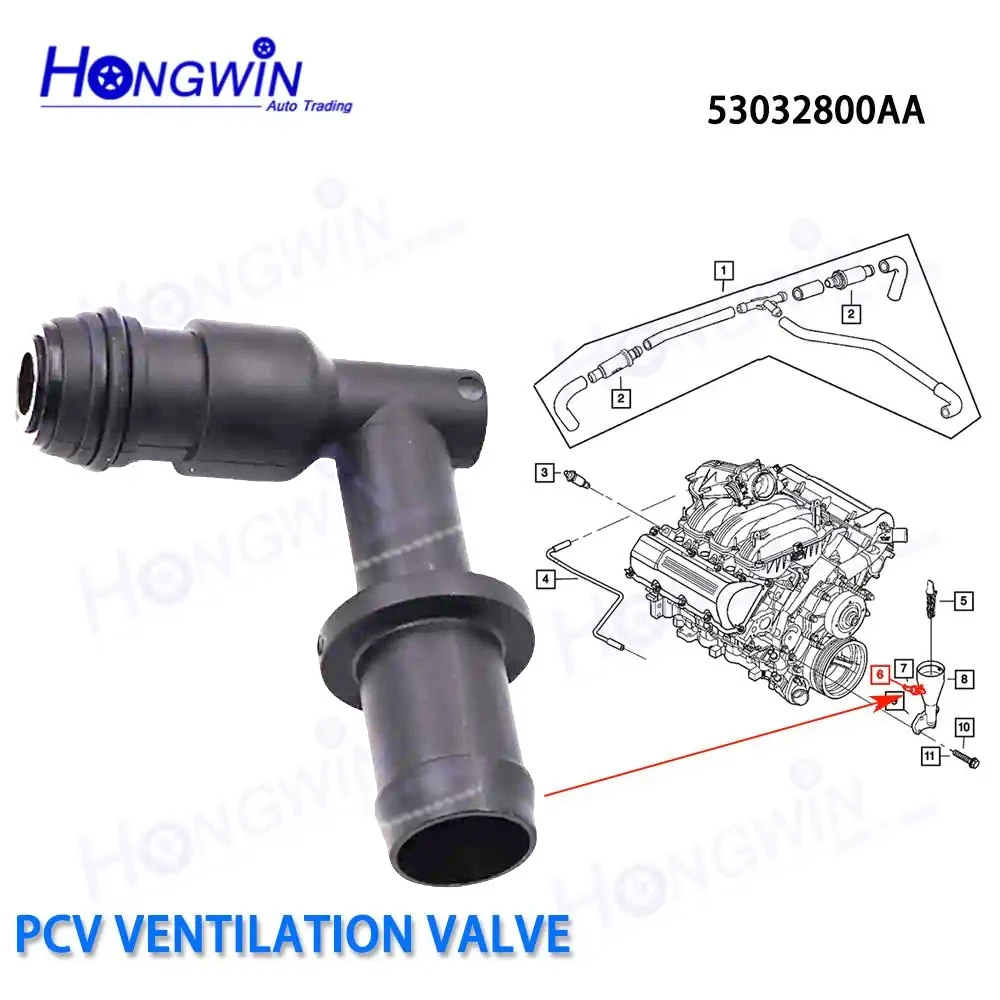 53032800AA PCV-Ventil für die positive Kurbelgehäuseentlüftung für Dodge Ram 1500 Truck V6 V8 Jeep Commander V8 V6 Grand Cherokee V8 V6 – Detail 3
