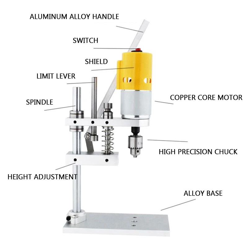 Diy Mini Table Drill Desktop Portable Electric Drill Variable Speed Drilling Machine Silent Wood Drilling Machine