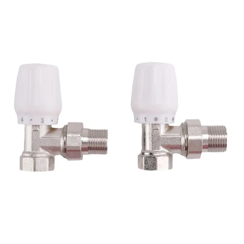 AA73 Thermostatic Radiator Valve 2Pcs 15Mm X 1/2Inch Thermostatic Angle TRV Thermostatic Radiator Valve For Home Office