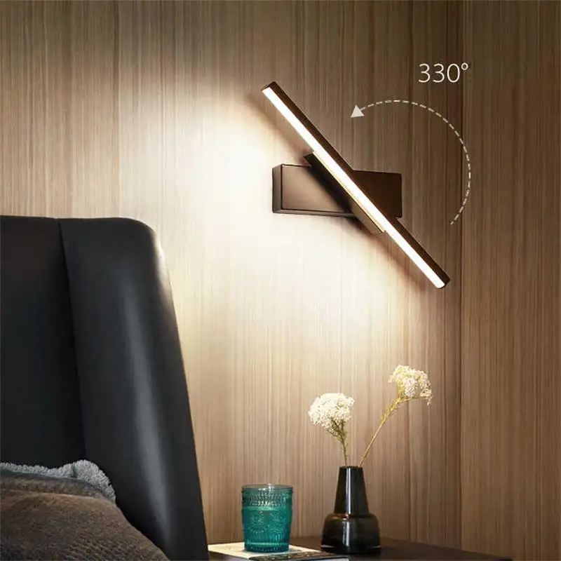 Bedroom LED Wall Light Modern Rotatable Adjustable Light Indoor Lighting Aisle LED Wall Lamp Black White Frame Home Decor Lamp
