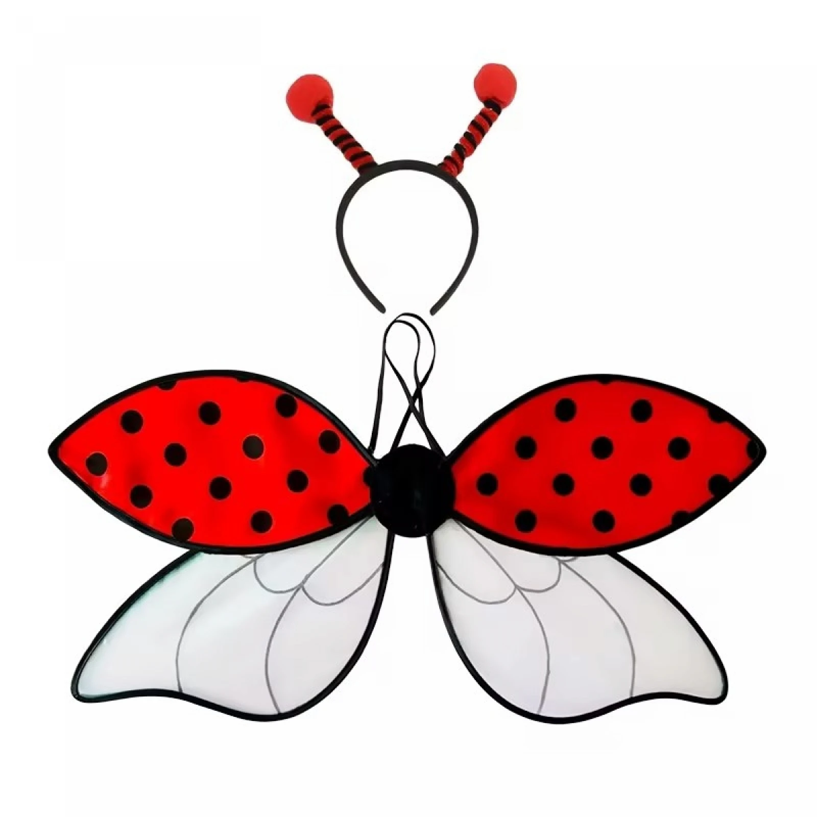 Lady Bug Wings and Antenna Headband 2 Pcs Set for Adults, Dot Design Halloween Lady Bug Costume Accessories