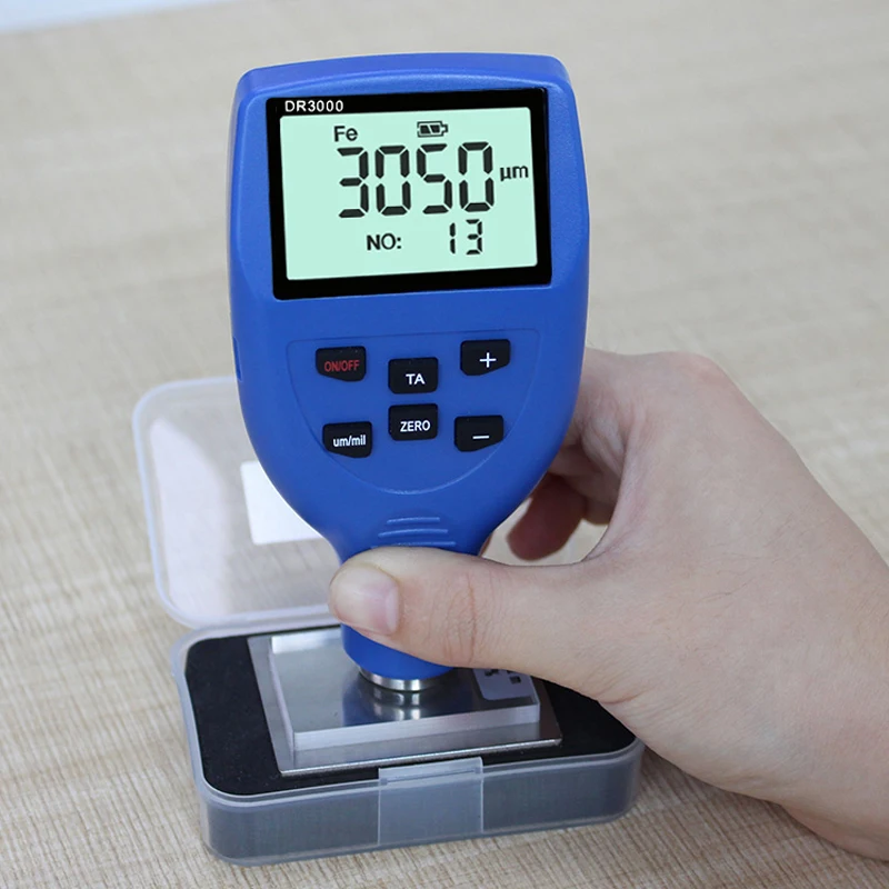 LCD Screen Auto Car Paint Film Thickness Gauge Paint Coating Thickness Tester 0-3000μm 0.1μm Fe NFe Probe Gauge