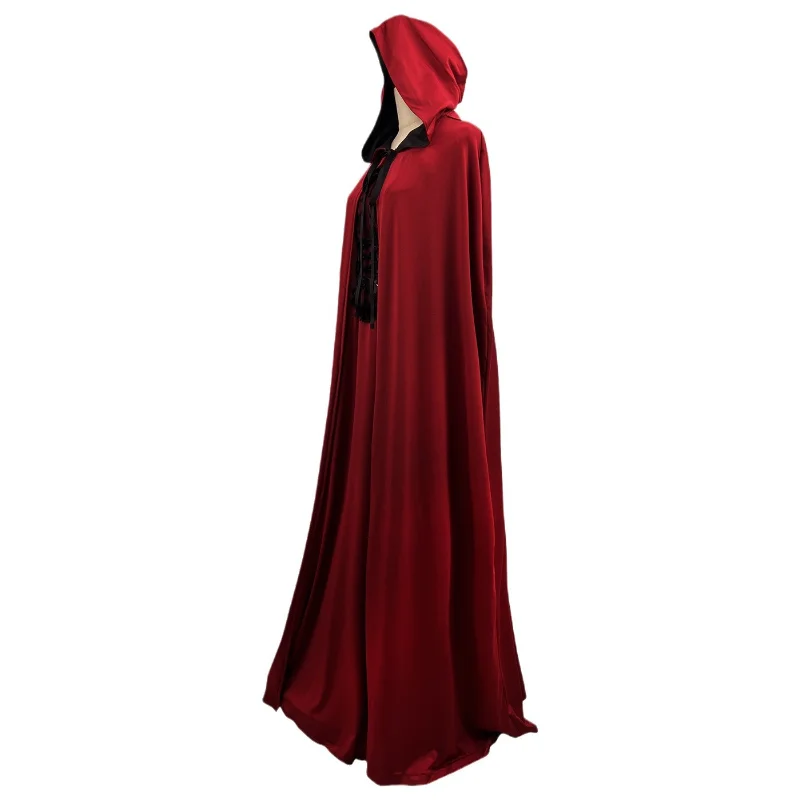 Halloween Black Lace Red Suspender Long Dress Cape Shawl Masquerade Cosplay Costume Princess Clothes For Women Girls Clothing