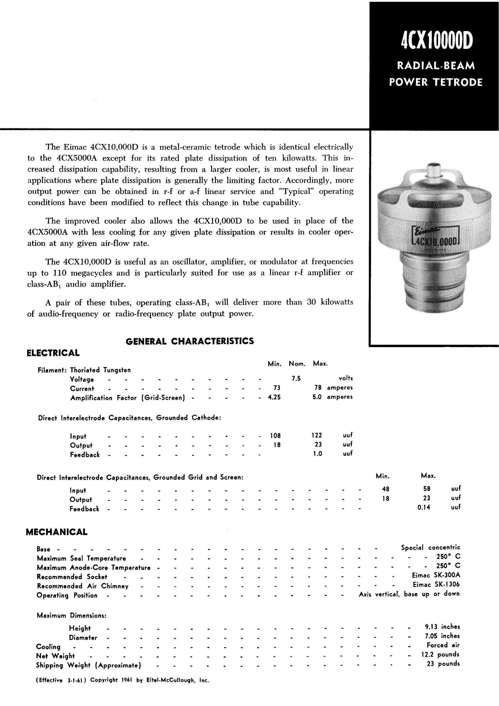 Original Japan 4CX10000D  Electron Triode Oscillator Oscillation Tube Lamp Power Tube for High Frequency Machine