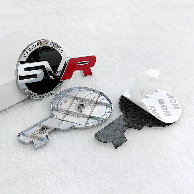 3d Metal Red Black Logo SVR Emblem Car Front Grill Badge Trunk Decal For L494 Sport SVR Sticker Accessories