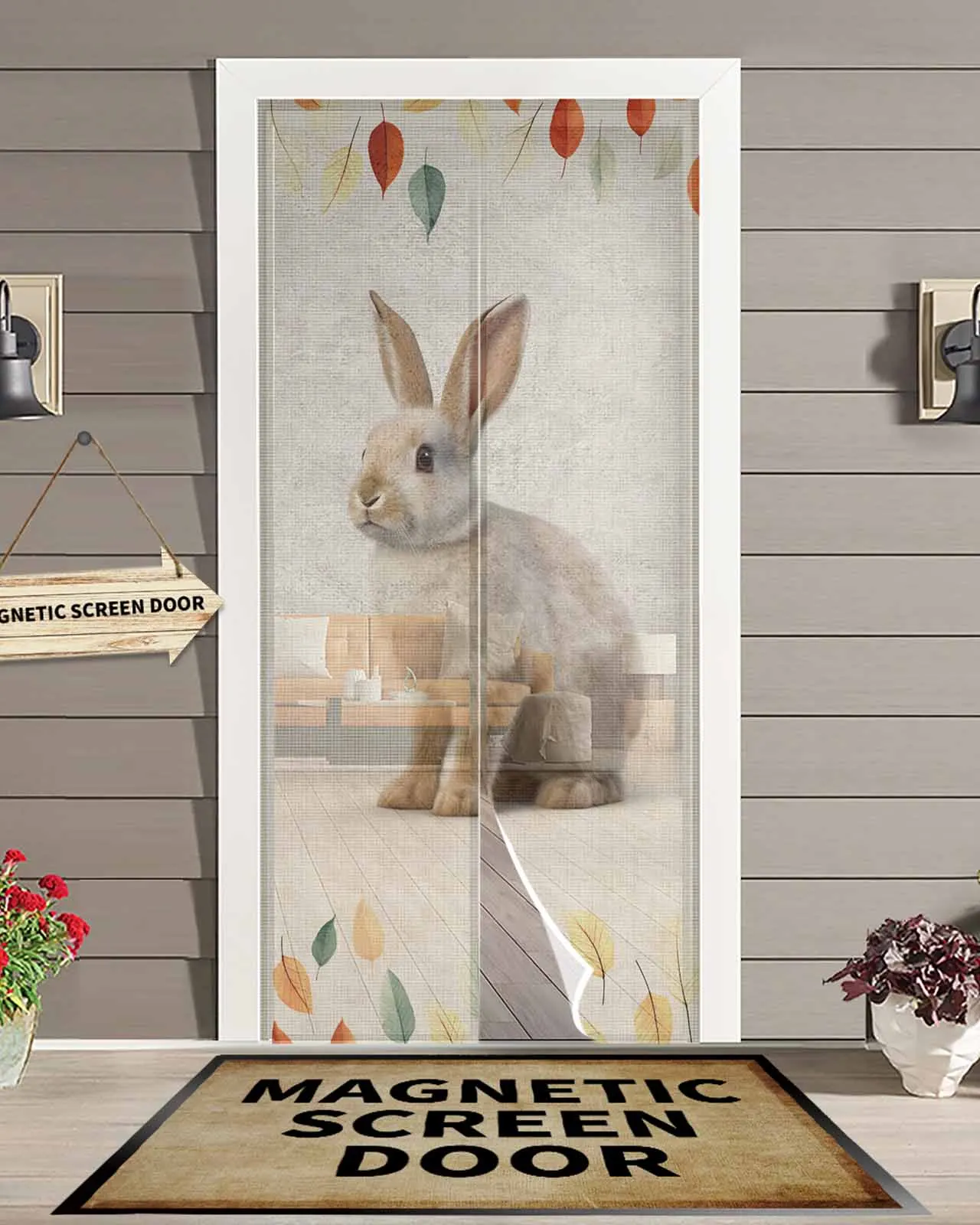 Rabbit Leaves Summer Magnetic Door Curtain Living Room Bedroom Home Anti-mosquito Screen Door Curtain