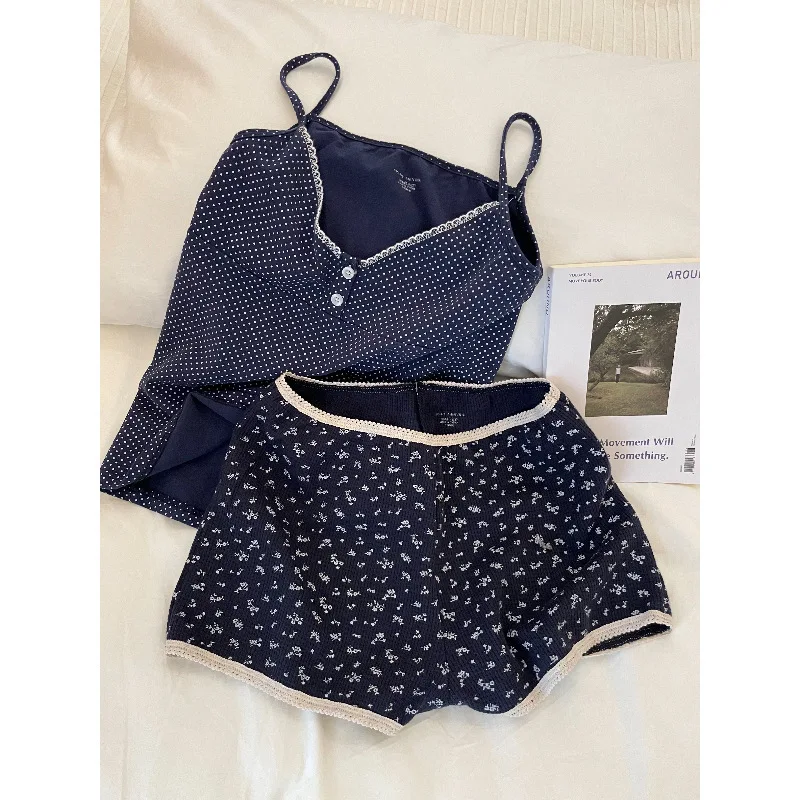 Sweet Women's Pajamas Set for Summer 2025: New Pure Desire Suspender Shorts Loungewear Perfect for Indoor Outdoor Wear 3XL Size