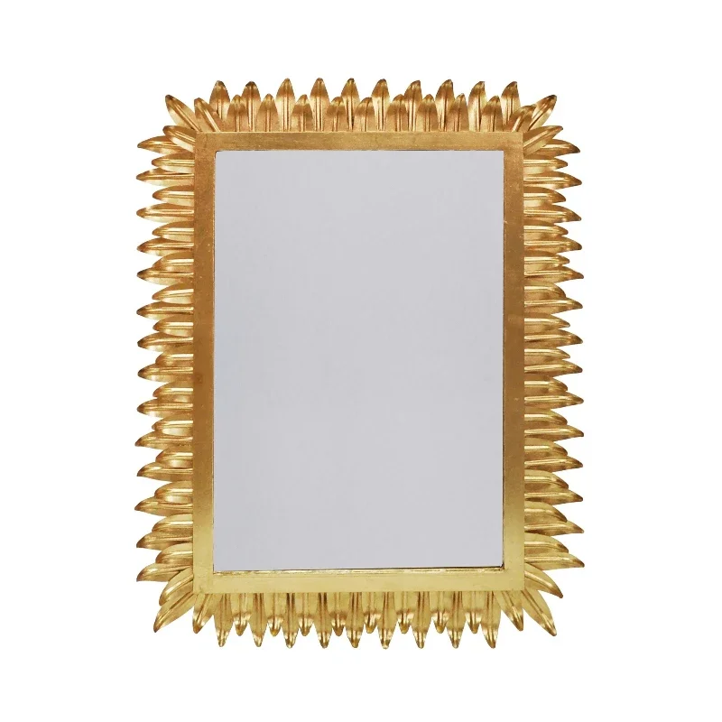 American light luxury retro iron leaf decorative mirror/gold foil hanging hotel soft decoration design American furniture