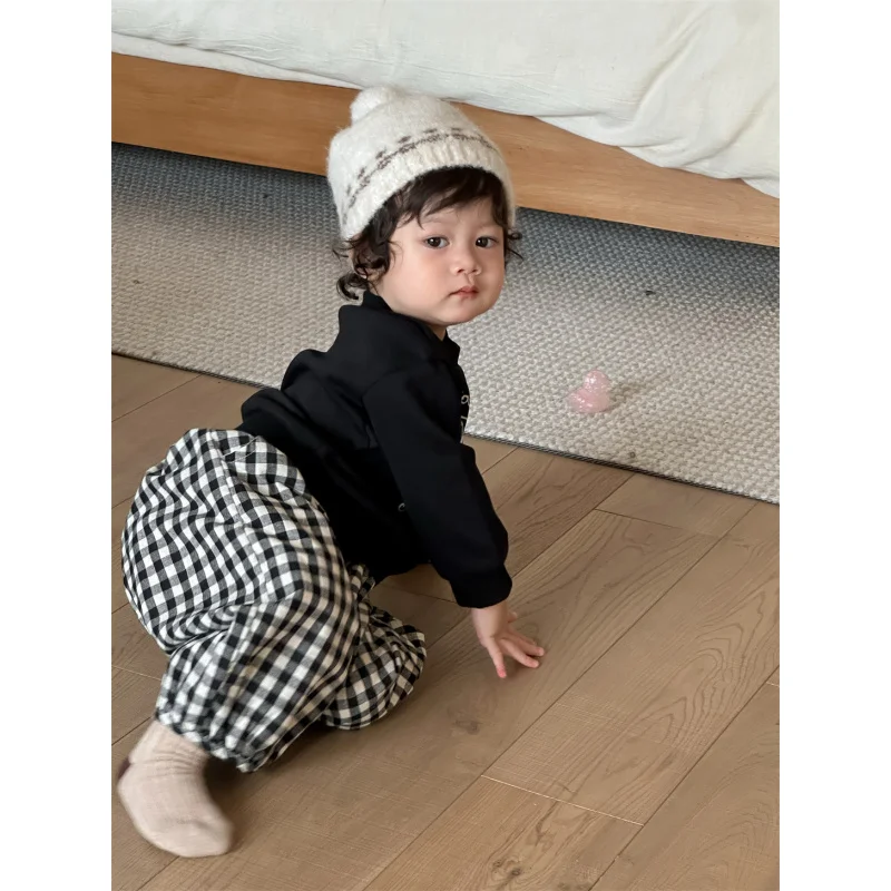 

Boys' Autumn Clothing2025New Children's Clothing Baby Set Autumn Style Children's Sweatshirt Plaid Pants Two-Piece Set