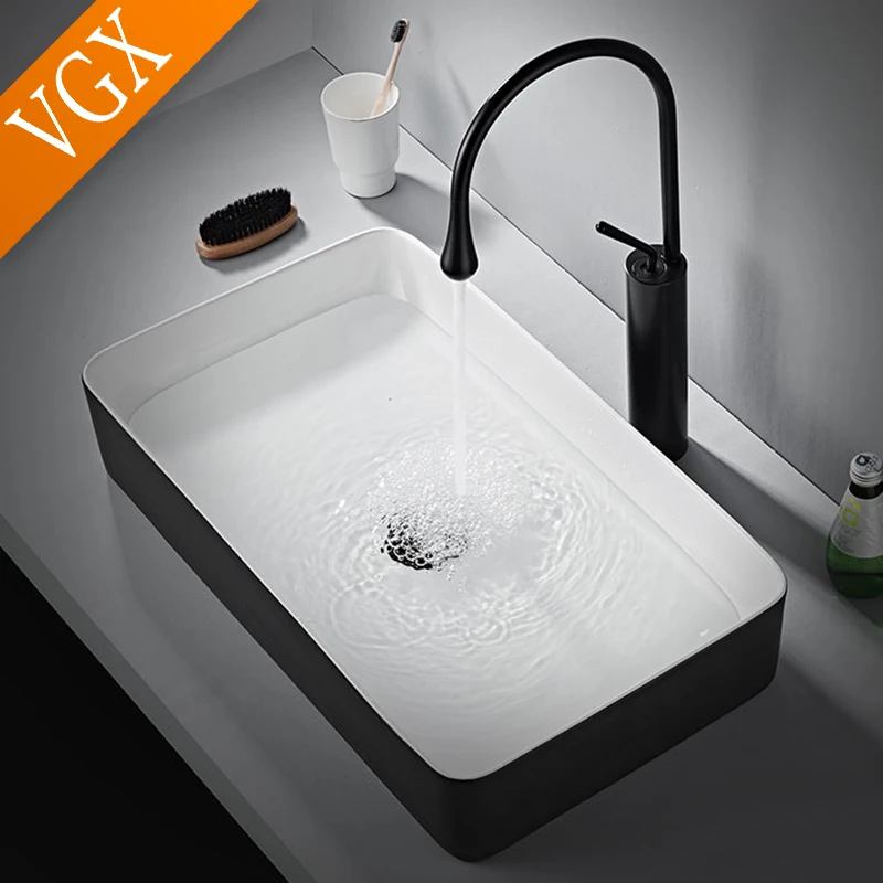 Imagem -03 - Vgx-tall Bathroom Faucets Misturador de Alta Bacia Sink Tall Faucet Lavatório Torneira Água Quente e Fria 360 Tapware Latão Preto