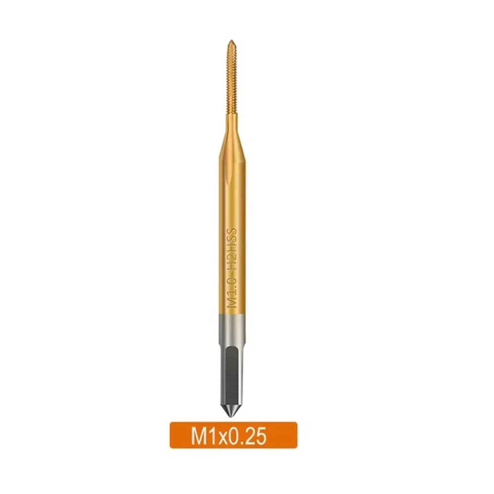 1pc HSS Titanium Coated Thread Tap Metric Straight Flute Screw Tap Hand Tools M1 M1.2 M1.4 M1.6 M1.7