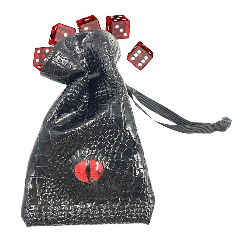 Dice Storage Bag Dragon Eye Pattern PU Leather Dice Storage Pouch Dice Accessories Storage Bag 3D Glass Convex Round Eyes