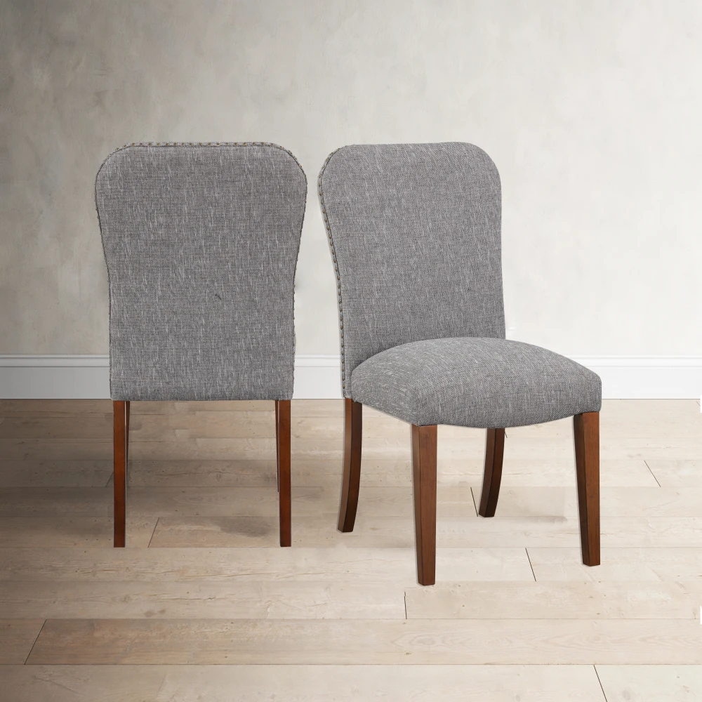 

Sophia Ashen Grey Dining Chair in Performance Fabric with Nail Heads - Set of 2