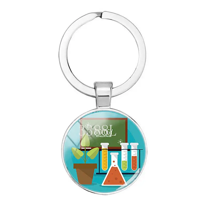 Modeschmuck Kuppel Glas Metall Schlüssel bund Chemie Labor Mikroskop Geschenke – Detail 5