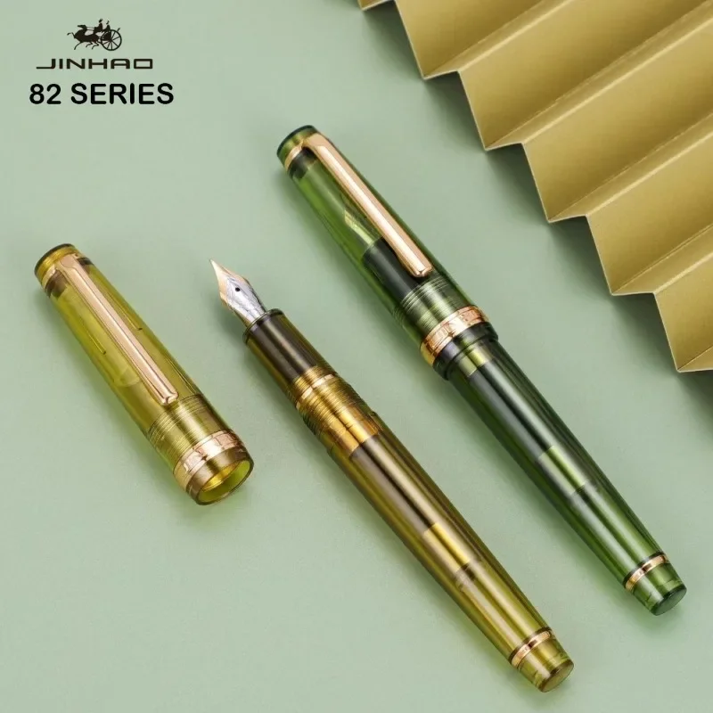 JINHAO 82 Fountain Pen Transparency Pen Spin Golden EF F M Nib Business Office School Supplies Ink Pens Stationary