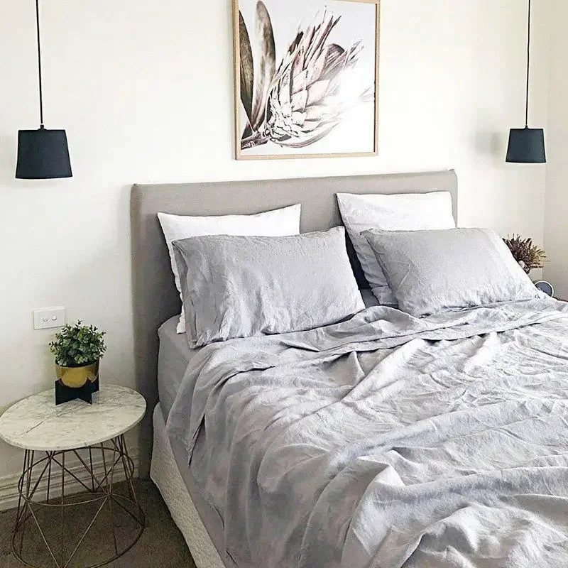 1PC 100% Washed Linen  Flat Sheet Natural France Flax Bed Sheet Breatherable Ultra Soft Farmhouse Bedding Sheet