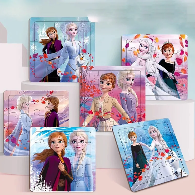 6 Styles de jeux de Puzzle Elsa la reine des neiges, jouet éducatif d'apprentissage précoce pour bébé, dessin animé, véhicule mignon, cadeau pour enfants