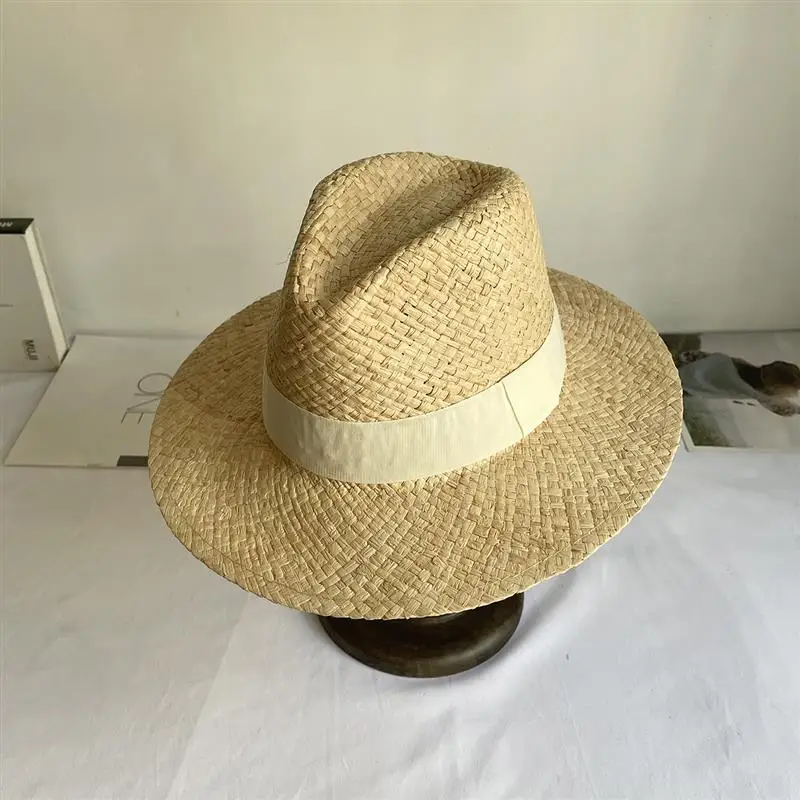 Summer Natural Raffia Sun Hat For Women Men Wide Brim Fashion Jazz Outdoor Vacation Beach Hat Panama