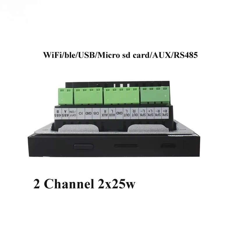 Alexa Tuya App Remote Control Music 4 Inch Android Audio BT WiFi Wall Mount Amplifier With IoT Zigbee Gateway Hub 2 Channel