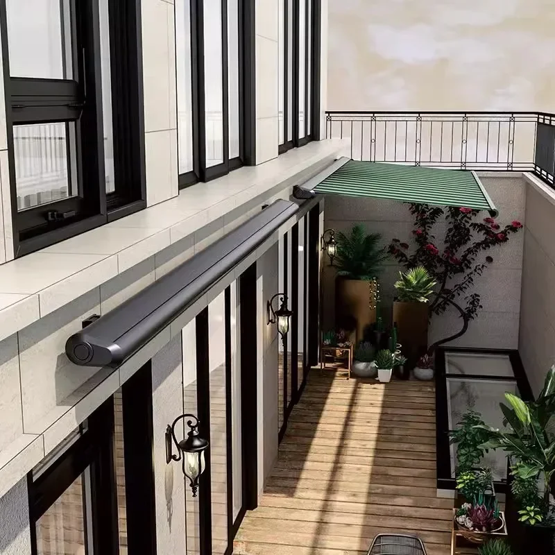 Villa eaves heavy-duty folding telescopic awning, hand-cranked electric aluminum alloy awning