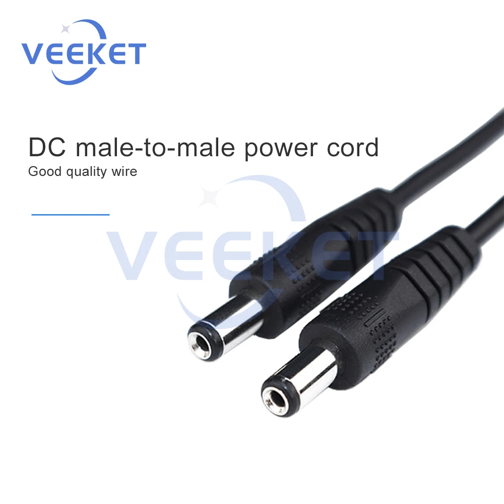 22AWG تيار مستمر 5.5X2.1 تمديد سلك كابل الطاقة 0.5 متر/0.25 متر/1 متر/2 متر ذكر إلى ذكر موصل وصلة كابل سلك PVC أسود