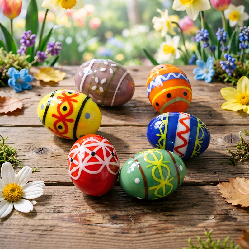 

Handmade Colorful Murano Glass Easter Egg Mini Ornament Home Table Bookshelf Decor Collection Creative Easter Party Holiday Gift