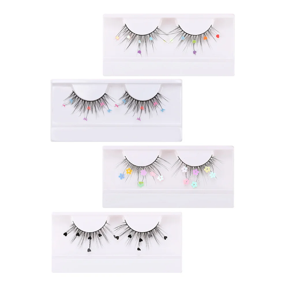 4Pairs Glitter Eyelash Extensions Set Fashionable Colored False Lashes Easy Apply Remove Comfortable All Day Wear Stand Out